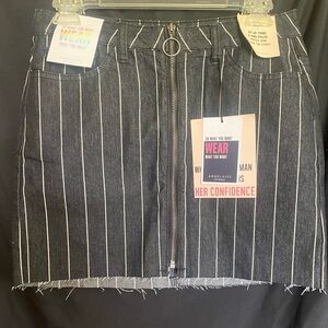 Angel Kiss Black and White Denim Mini Pencil Skirt